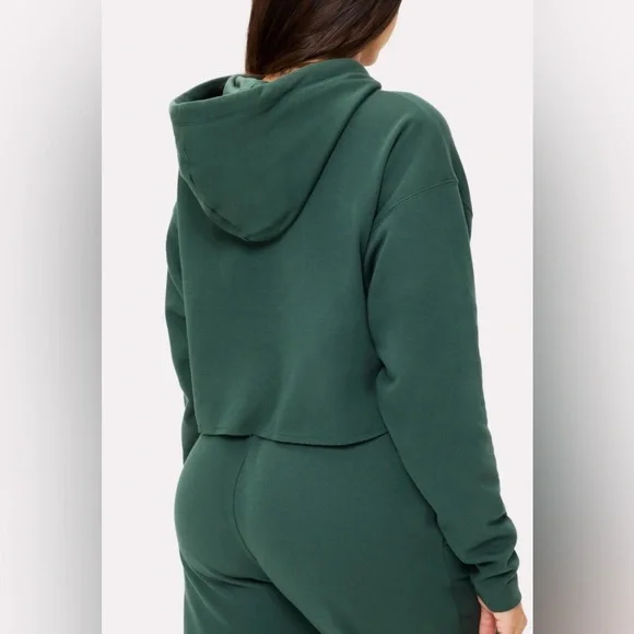 Yitty Cozy Fleece Everyday Cropped Hoodie - Dime in Pine - Picture 2 of 4